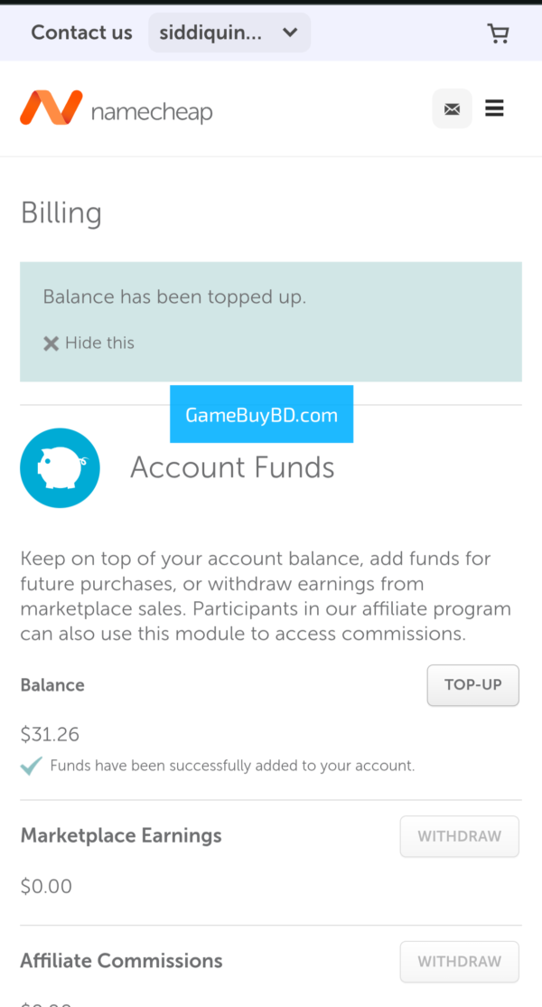 Namecheap 30 USD Top Up Namecheap USD Topup 40 USD